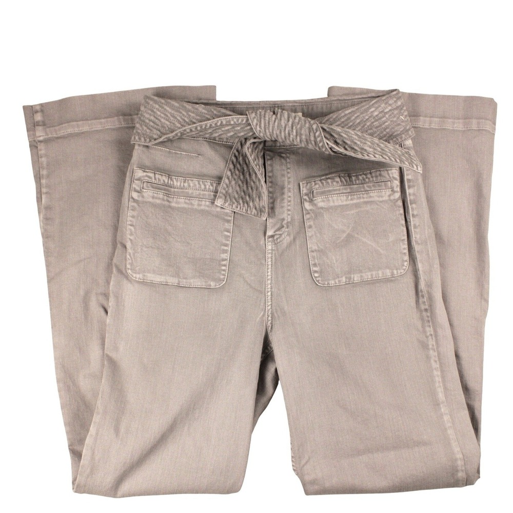 Ulla Johnson Wade Jeans Womens 10 Ash Grey Tie Waist Wide Leg Acid Wash - Picture 3 of 15